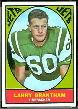 Larry Grantham 1967 Topps football card