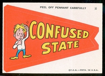 Confused State 1967 Topps Krazy Pennants football card