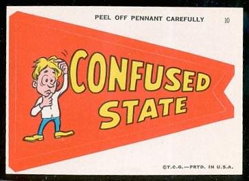 Confused State 1967 Topps Krazy Pennants football card