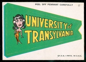 University of Transylvania 1967 Topps Krazy Pennants football card