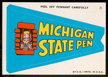Michigan State Pen 1967 Topps Krazy Pennants football card