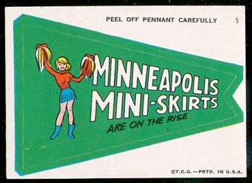 Minneapolis Mini-Skirts Are on the Rise 1967 Topps Krazy Pennants football card