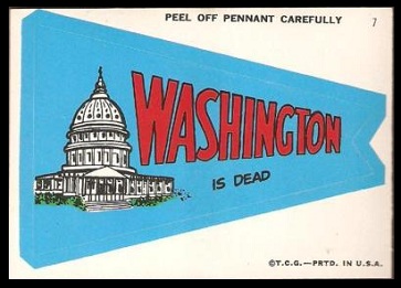 Washington is Dead 1967 Topps Krazy Pennants football card