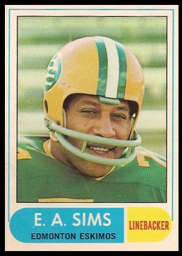 E.A. Sims 1968 O-Pee-Chee CFL football card