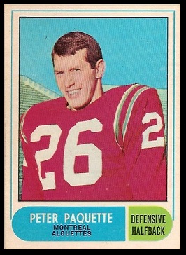 Peter Paquette 1968 O-Pee-Chee CFL football card