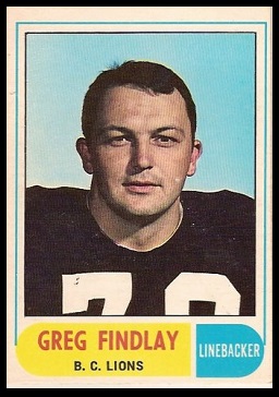 Greg Findlay 1968 O-Pee-Chee CFL football card