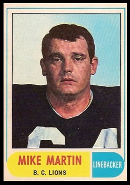 Mike Martin 1968 O-Pee-Chee CFL football card