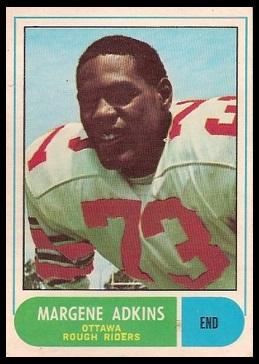 Margene Adkins 1968 O-Pee-Chee CFL football card Margene Adkins 1968 O-Pee-Chee CFL football card
