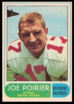 Joe Poirier 1968 O-Pee-Chee CFL football card