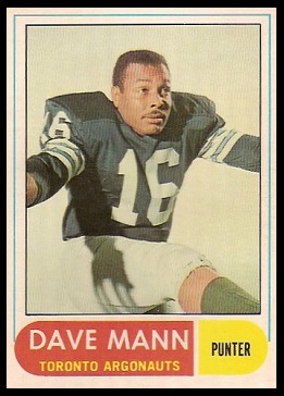 Dave Mann 1968 O-Pee-Chee CFL football card