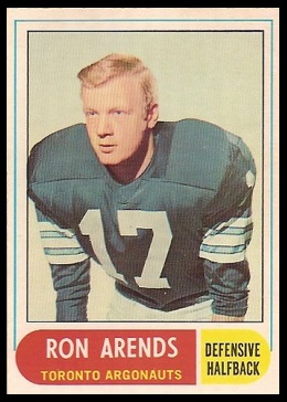 Ron Arends 1968 O-Pee-Chee CFL football card