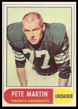 Peter Martin 1968 O-Pee-Chee CFL football card Peter Martin 1968 O-Pee-Chee CFL football card