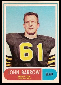 John Barrow 1968 O-Pee-Chee CFL football card