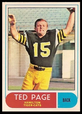 Ted Page 1968 O-Pee-Chee CFL football card