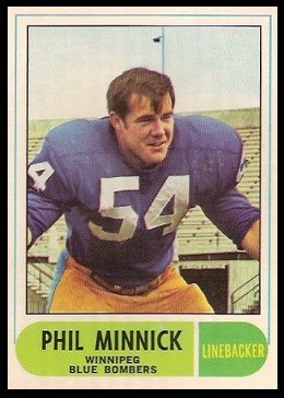 Phil Minnick 1968 O-Pee-Chee CFL football card