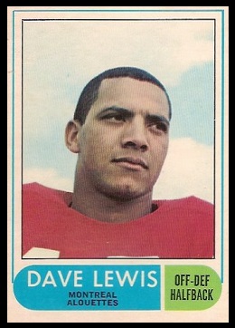 Dave Lewis 1968 O-Pee-Chee CFL football card