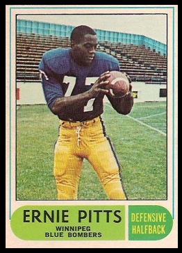 Ernie Pitts 1968 O-Pee-Chee CFL football card Ernie Pitts 1968 O-Pee-Chee CFL football card