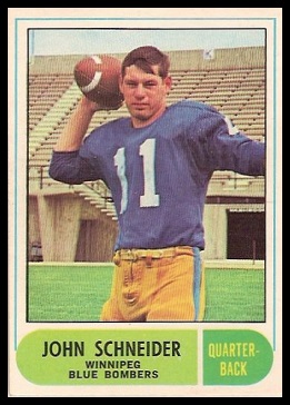 John Schneider 1968 O-Pee-Chee CFL football card