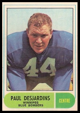 Paul Desjardins 1968 O-Pee-Chee CFL football card