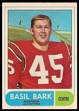 Basil Bark 1968 O-Pee-Chee CFL football card