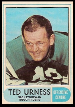Ted Urness 1968 O-Pee-Chee CFL football card