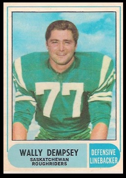 Wally Dempsey 1968 O-Pee-Chee CFL football card Wally Dempsey 1968 O-Pee-Chee CFL football card