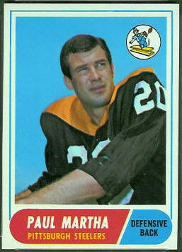 Paul Martha 1968 Topps football card Paul Martha 1968 Topps football card