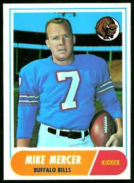 Mike Mercer 1968 Topps football card