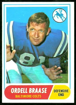 Ordell Braase 1968 Topps football card