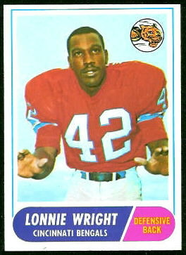 Lonnie Wright 1968 Topps football card