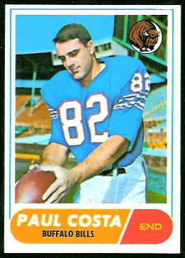 Paul Costa 1968 Topps football card