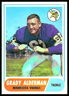 Grady Alderman 1968 Topps football card