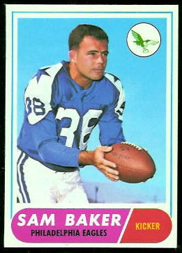 Sam Baker 1968 Topps football card