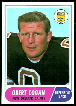 Obert Logan 1968 Topps football card