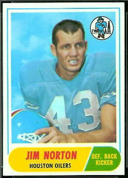 Jim Norton 1968 Topps football card