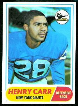 Henry Carr 1968 Topps football card