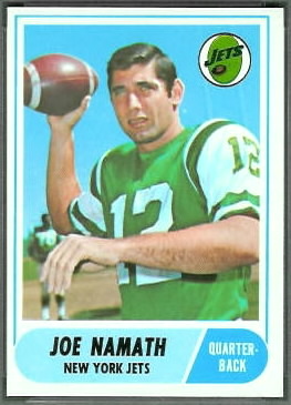 Joe Namath 1968 Topps football card Joe Namath 1968 Topps football card