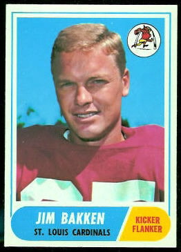 Jim Bakken 1968 Topps football card