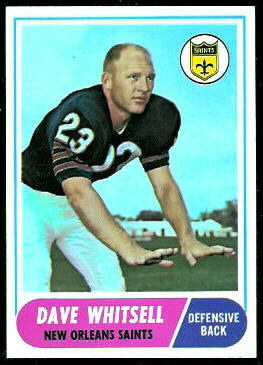 Dave Whitsell 1968 Topps football card