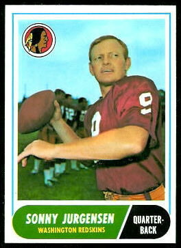 Sonny Jurgensen 1968 Topps football card Sonny Jurgensen 1968 Topps football card