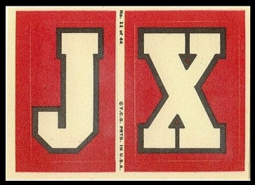 J and X 1968 Topps Test Team Patches football card