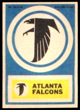 Atlanta Falcons 1968 Topps Test Team Patches football card