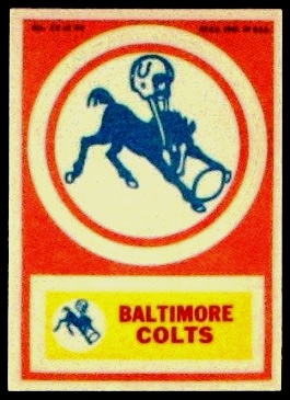 Baltimore Colts 1968 Topps Test Team Patches football card