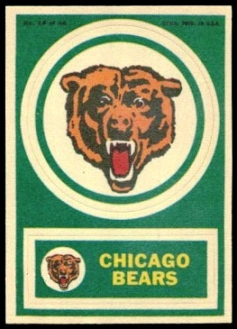 Chicago Bears 1968 Topps Test Team Patches football card