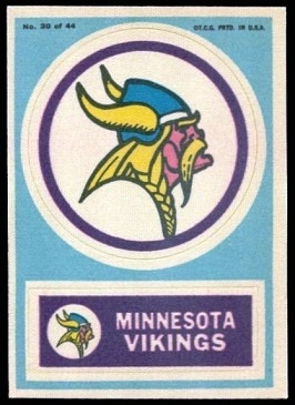 Minnesota Vikings 1968 Topps Test Team Patches football card