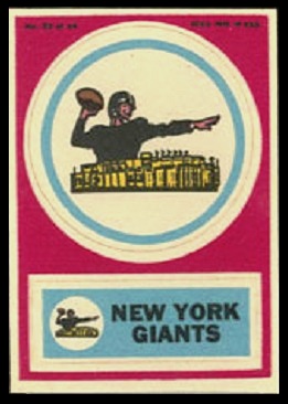 New York Giants 1968 Topps Test Team Patches football card