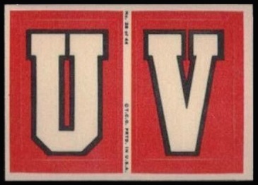 U and V 1968 Topps Test Team Patches football card