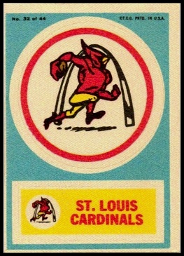 St. Louis Cardinals 1968 Topps Test Team Patches football card
