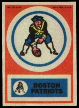 Boston Patriots 1968 Topps Test Team Patches football card