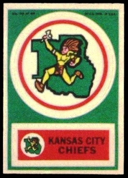 Kansas City Chiefs 1968 Topps Test Team Patches football card Kansas City Chiefs 1968 Topps Test Team Patches football card